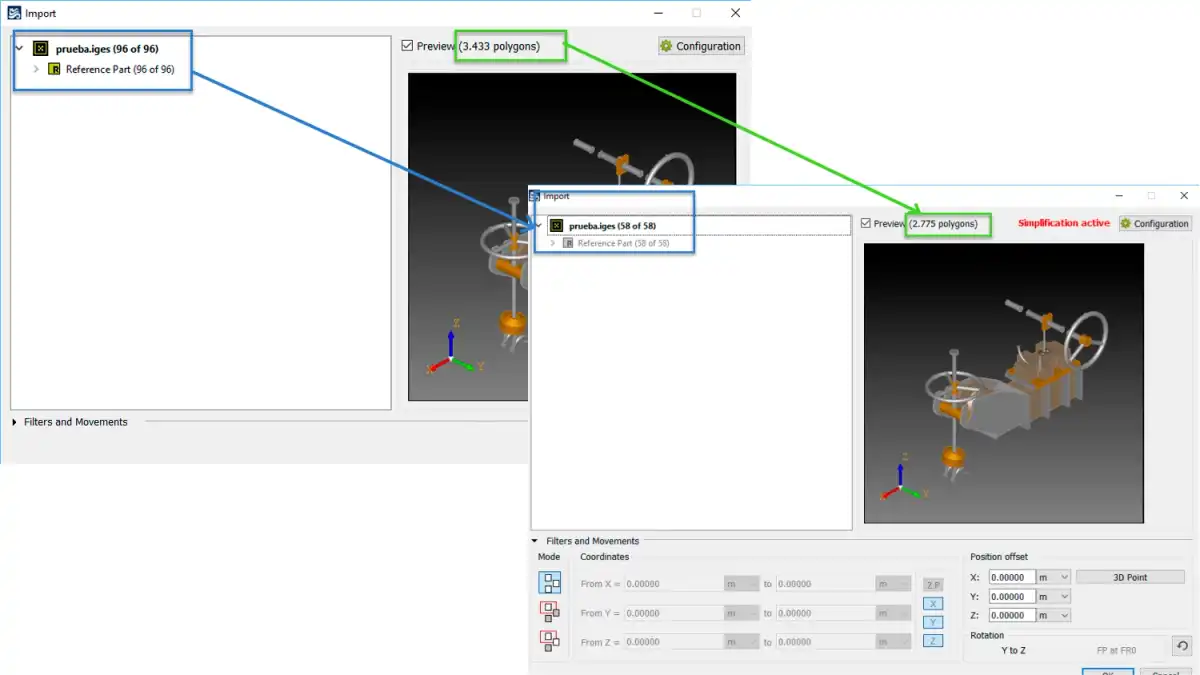example of a simplification workflow in sener’s foran system made with cad exchanger api