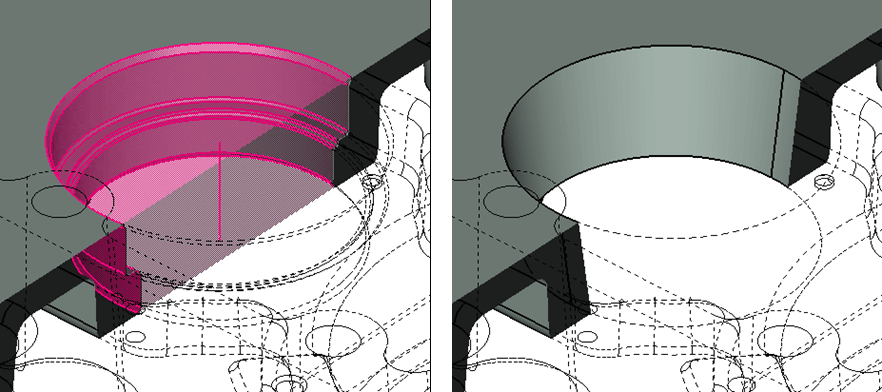 Simplify a stepped hole to a conic hole