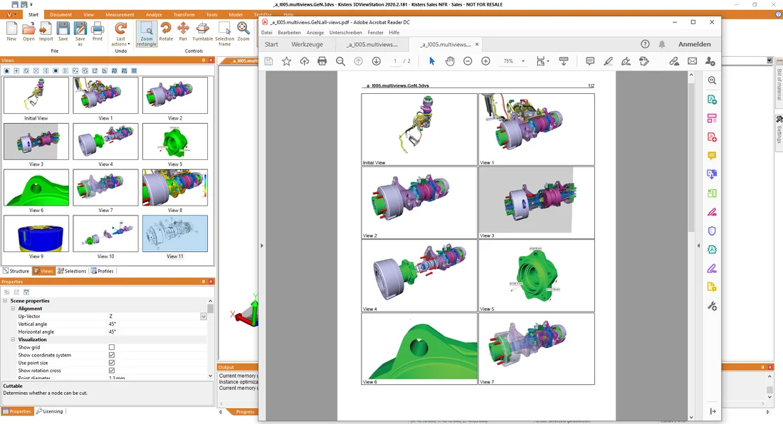 Export CAD model captures to 2D-PDF
