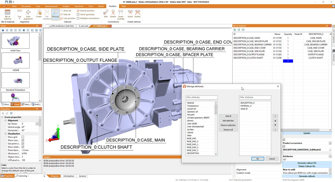 Nomenclature avec attributs avec 3DViewStation