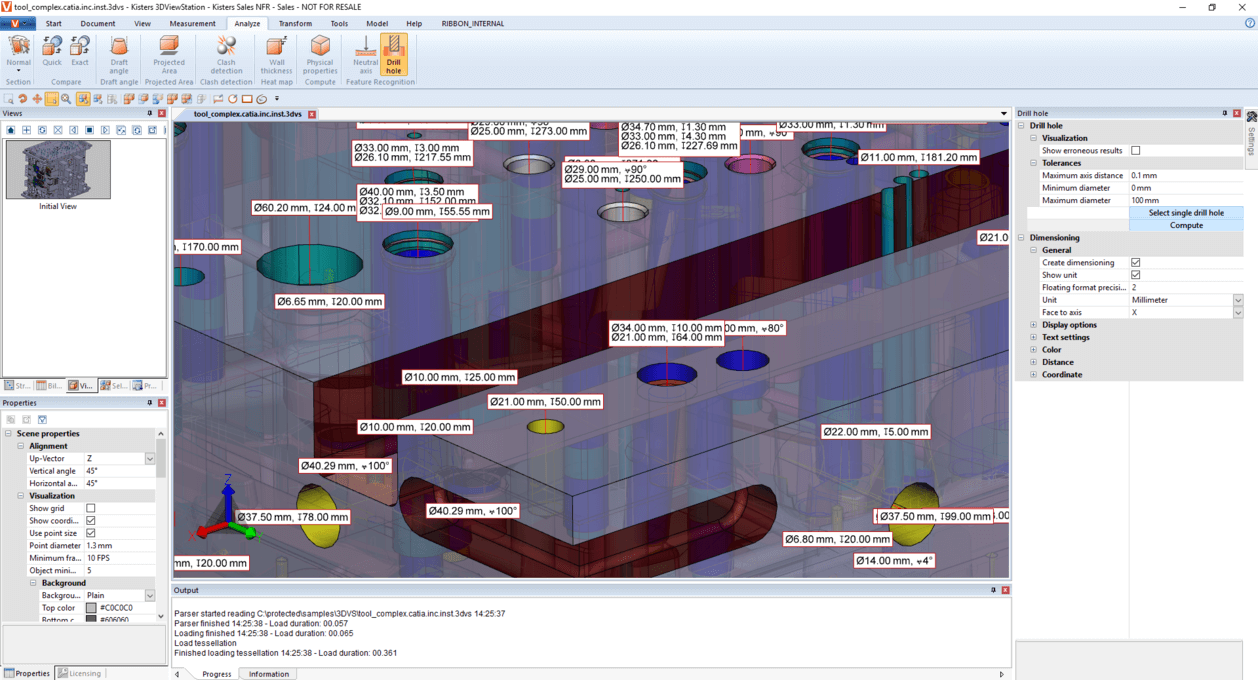 Drill Holes measurement in 3DViewStation