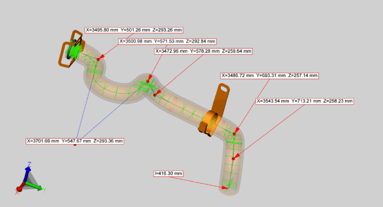 création d'axes neutres et de cotation sur longueurs de tubes avec 3DViewStation
