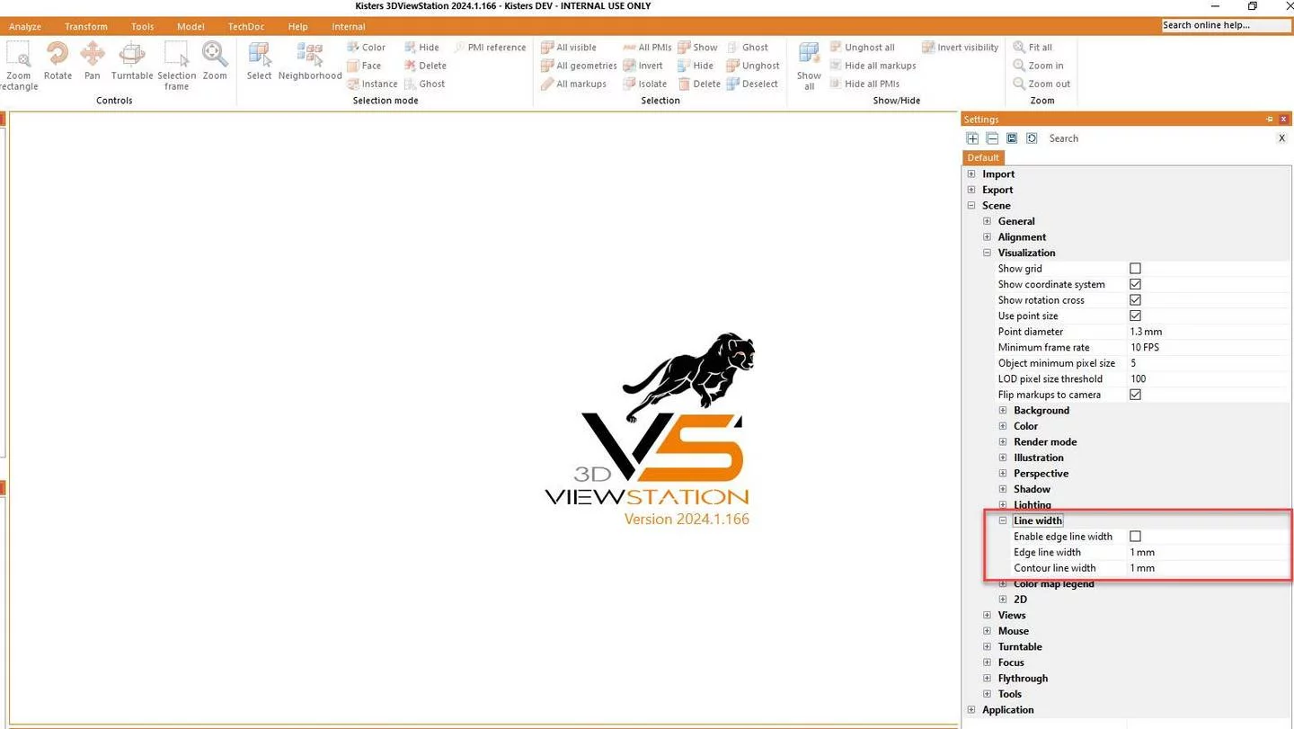 Contour line width setting in 3DViewStation