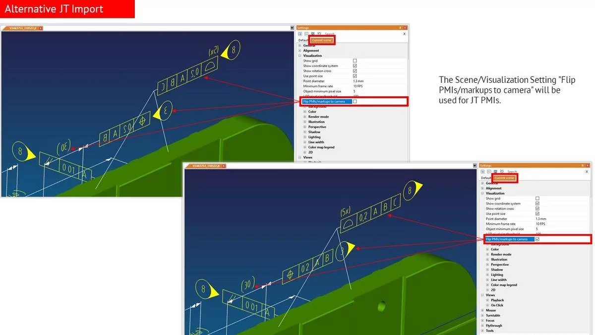 3DViewStation Release 2024.6 Alternative JT import orientation permanently facing the screen