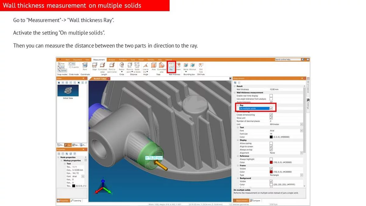 3DViewStation Release 2024.6 Wall thickness measurement during model comparison